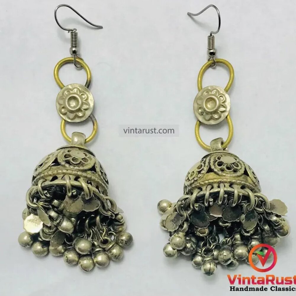 Tribal Kuchi Jhumka Earrings, Antique Jhumka Earrings, Silver Dangle Earrings